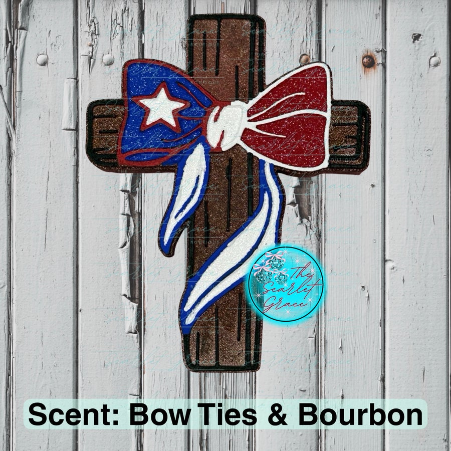 Cross with Texas Bow Car Freshie