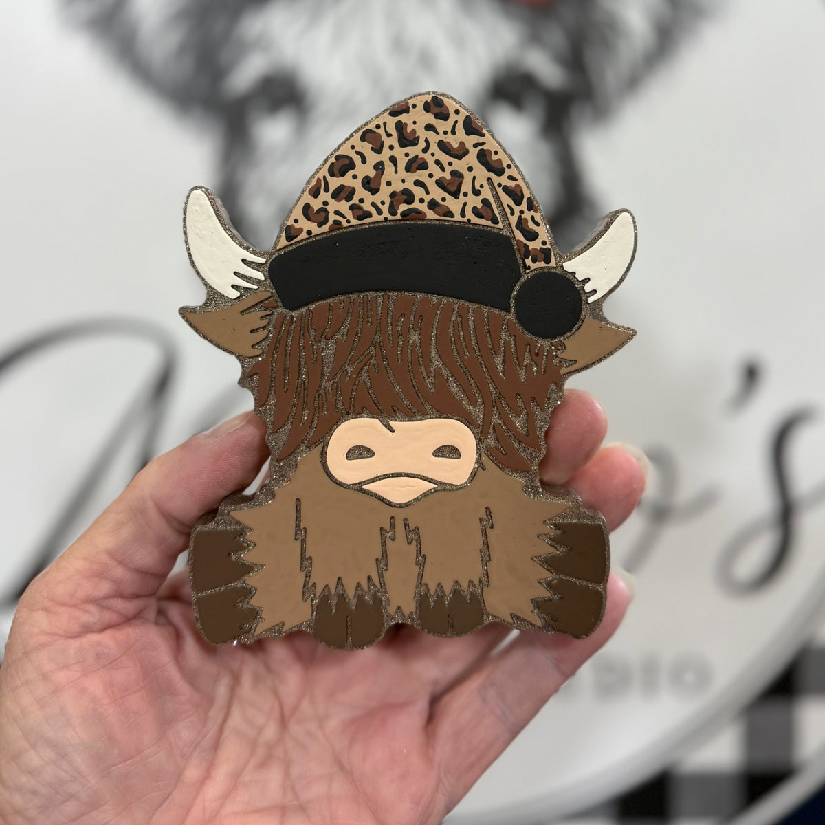 Highland Cow with Santa Hat Car Freshie