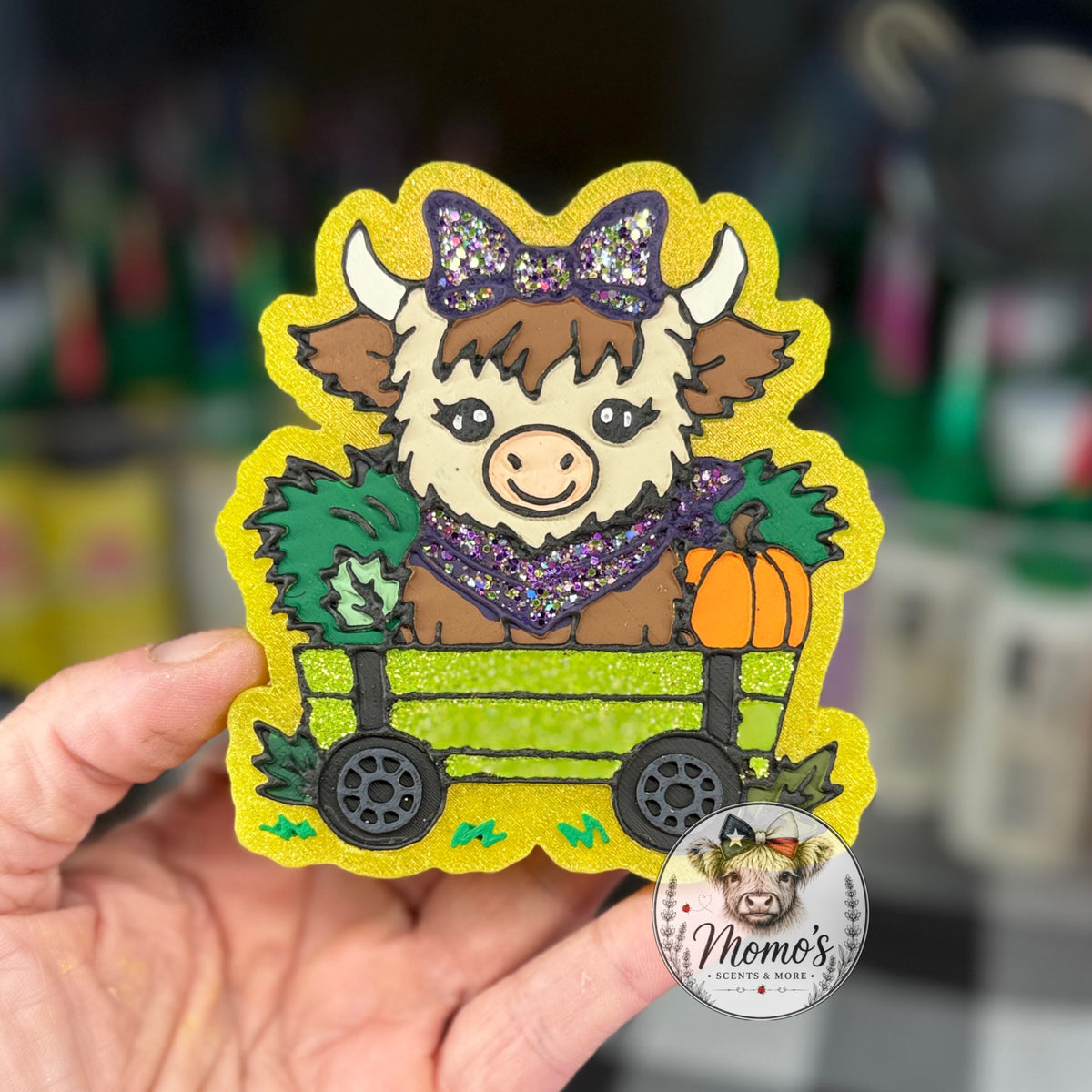 Highland Cow with Wagon Car Freshie