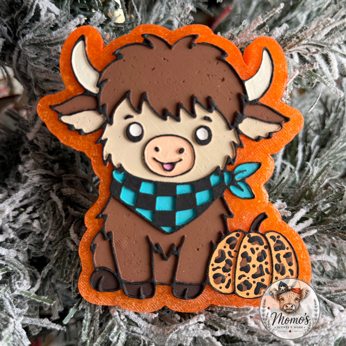 Highland Cow with Pumpkin Car Freshie