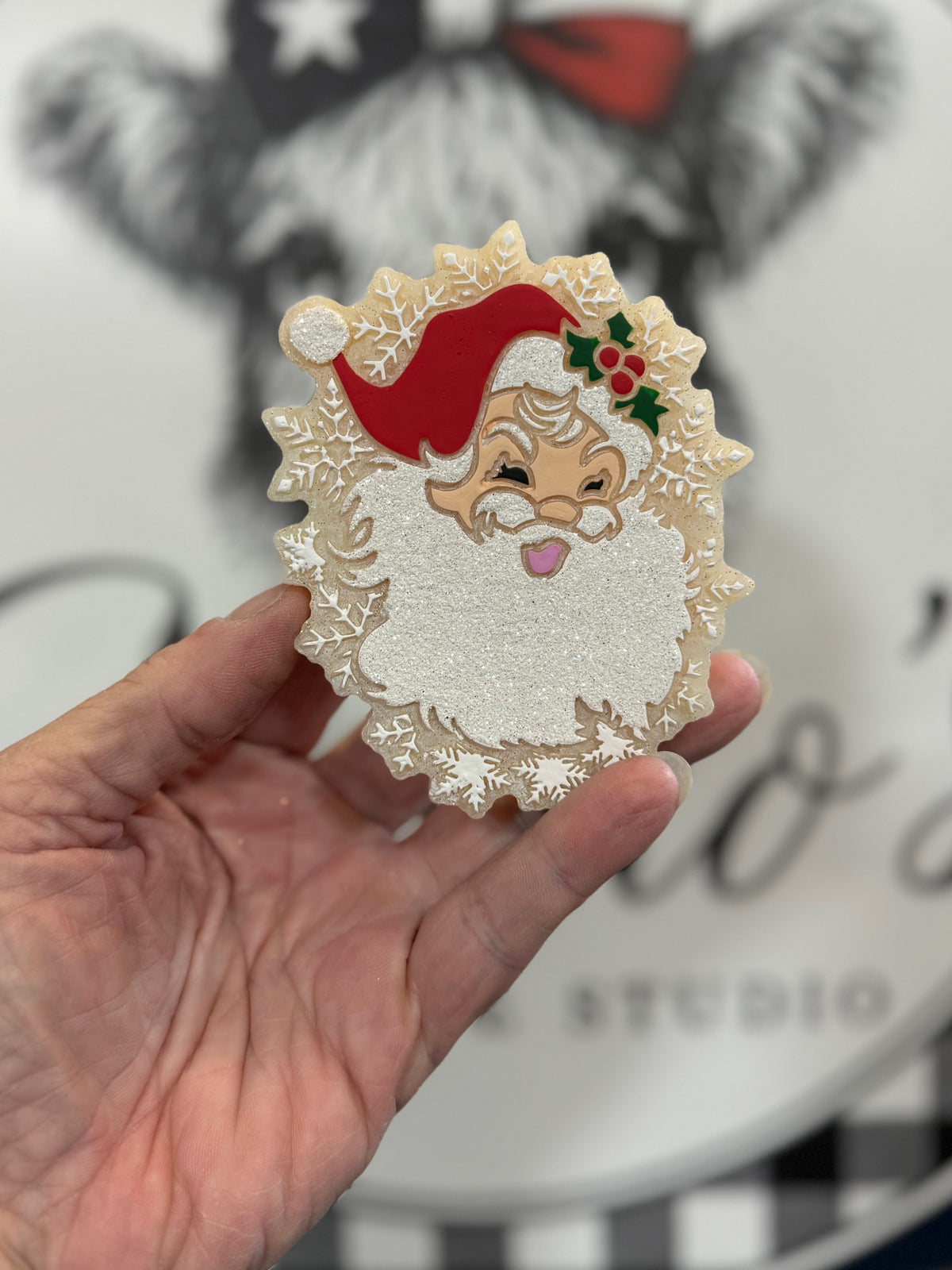 Santa with Snowflakes Car Freshie