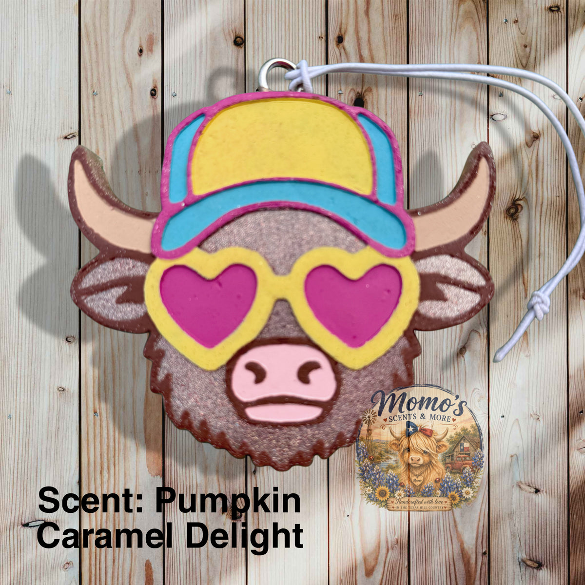 Bull with Ball Cap & Heart Glasses Car Freshie