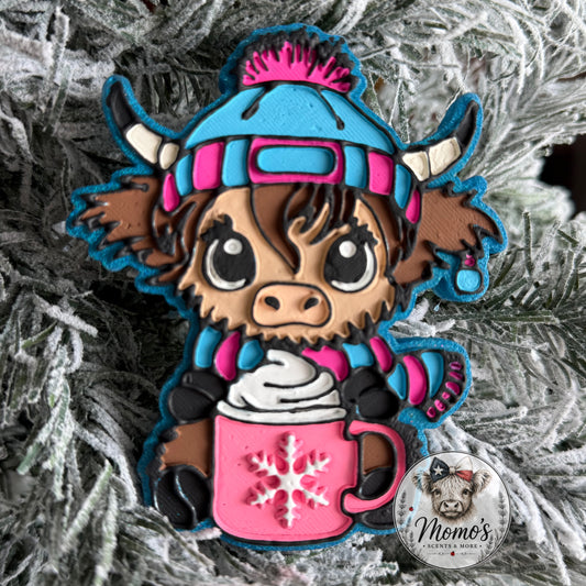 Highland Cow with Cocoa Car Freshie