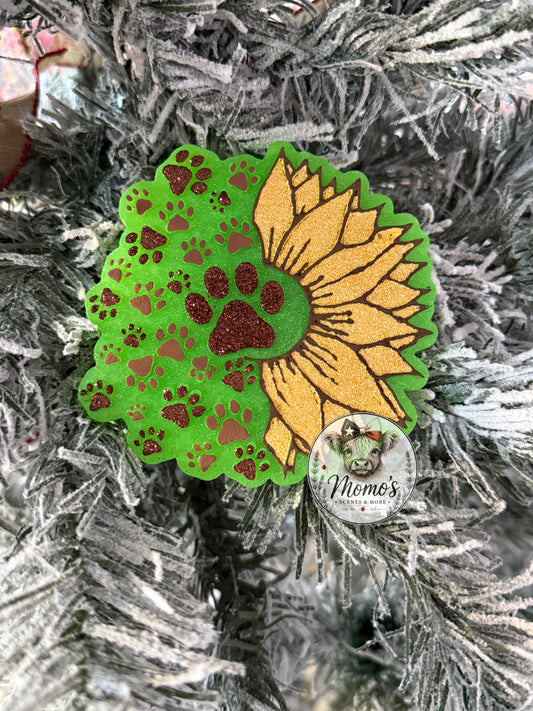 Paw and Sunflower Car Freshie